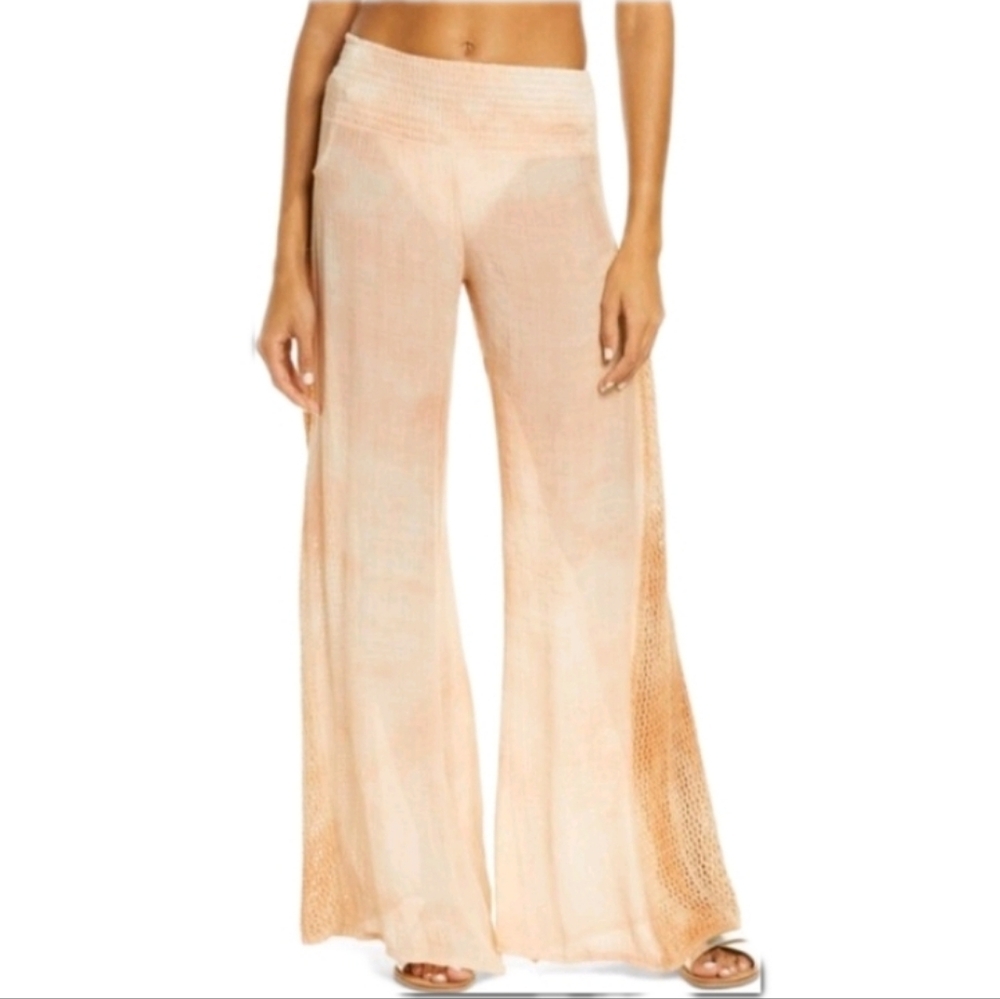 Elan Intl Crochet Trim Wide Leg Cover-Up Pants In vintage Orange Size XL